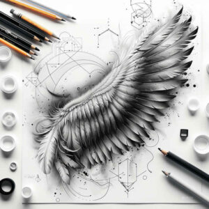 life-energy-wings-tattoo – tattoo design ideas free ai generated – neotraditional-strong-outlines – for-stomach – Gallery: wings-inkby-ai
