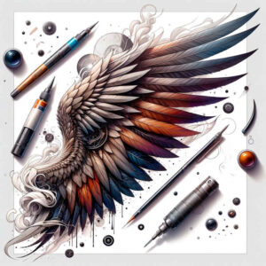 life-energy-wings-tattoo – tattoo design ideas free ai generated – realism-gradient-tones – for-shin – Gallery: wings-inkby-ai