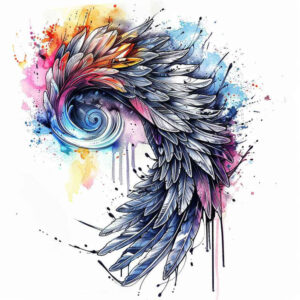life-motif-wings-tattoo – tattoo design ideas free ai generated – neotraditional-color-richness – for-hip – Gallery: wings-inkby-ai