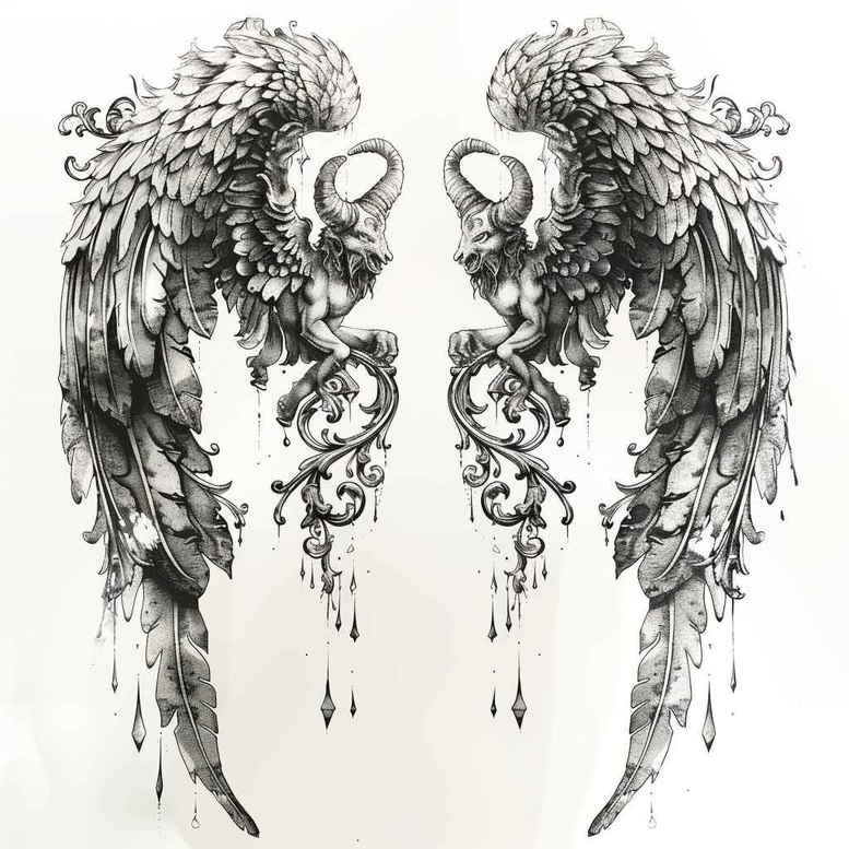 life-motif-wings-tattoo – tattoo design ideas free ai generated – surrealism-imperfect-symmetry – for-stomach – Gallery: wings-inkby-ai