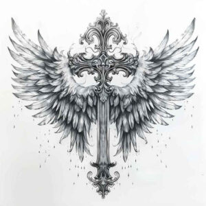 light-and-shadow-wings-tattoo – tattoo design ideas free ai generated – neotraditional-textural-detail – for-arm – Gallery: wings-inkby-ai