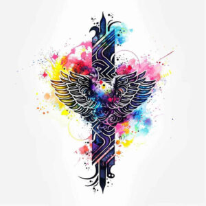 light-and-shadow-wings-tattoo – tattoo design ideas free ai generated – surrealism-unconscious-imagery – for-knee – Gallery: wings-inkby-ai