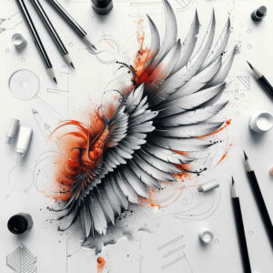light-effects-wings-tattoo – tattoo design ideas free ai generated – neotraditional-strong-contrast – for-upper-shoulder – Gallery: wings-inkby-ai