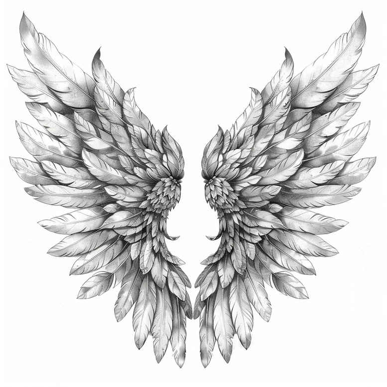 line-wings-tattoo – tattoo design ideas free ai generated – neotraditional-artful-color – for-side – Gallery: wings-inkby-ai