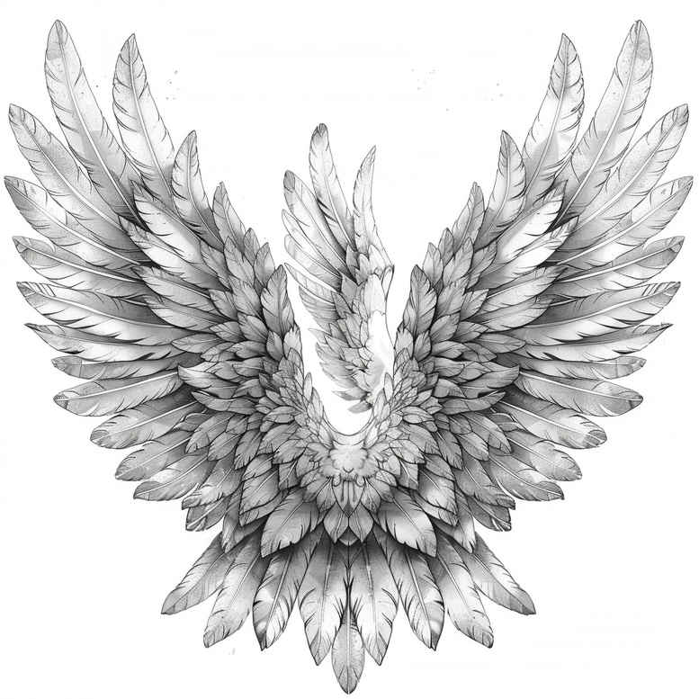 line-wings-tattoo – tattoo design ideas free ai generated – surrealism-unreal – for-side – Gallery: wings-inkby-ai