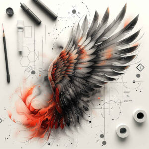 love-motif-wings-tattoo – tattoo design ideas free ai generated – neotraditional-saturated-hues – for-chest – Gallery: wings-inkby-ai
