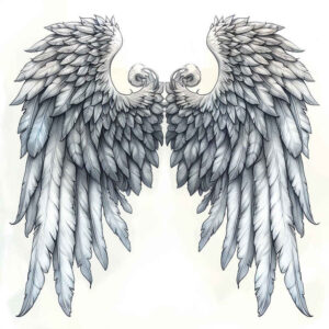 love-motif-wings-tattoo – tattoo design ideas free ai generated – neotraditional-smooth-gradients – for-upper-shoulder – Gallery: wings-inkby-ai