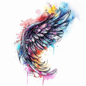 love-motif-wings-tattoo – tattoo design ideas free ai generated – neotraditional-subtle-tone – for-scapula – Gallery: wings-inkby-ai