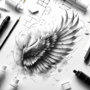 love-motif-wings-tattoo – tattoo design ideas free ai generated – neotraditional-vivid-detail – for-spine – Gallery: wings-inkby-ai