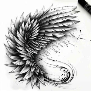 love-motif-wings-tattoo – tattoo design ideas free ai generated – realism-depth-shading – for-toe – Gallery: wings-inkby-ai