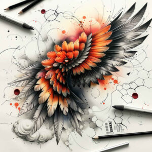 love-motif-wings-tattoo – tattoo design ideas free ai generated – realism-natural-contrast – for-thigh – Gallery: wings-inkby-ai