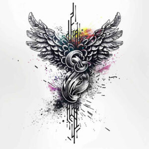 love-motif-wings-tattoo – tattoo design ideas free ai generated – realism-natural-look – for-scapula – Gallery: wings-inkby-ai