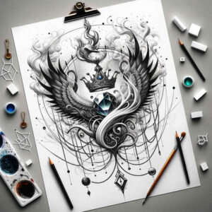 love-motif-wings-tattoo – tattoo design ideas free ai generated – realism-realistic-dimension – for-ribs – Gallery: wings-inkby-ai