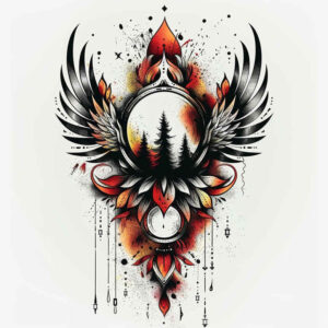 love-motif-wings-tattoo – tattoo design ideas free ai generated – surrealism-phantasmagoric – for-shoulder – Gallery: wings-inkby-ai