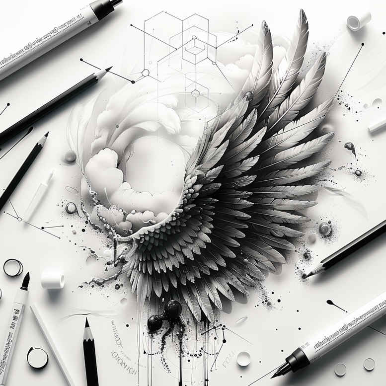 minimalist-wings-tattoo – tattoo design ideas free ai generated – neotraditional-modern-twist – for-full-back – Gallery: wings-inkby-ai