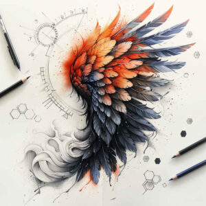 motion-wings-tattoo – tattoo design ideas free ai generated – neotraditional-ornamental – for-spine – Gallery: wings-inkby-ai
