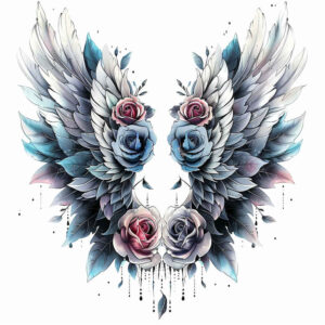 motion-wings-tattoo – tattoo design ideas free ai generated – neotraditional-structured-design – for-heel – Gallery: wings-inkby-ai