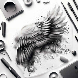 motion-wings-tattoo – tattoo design ideas free ai generated – realism-realistic-wrinkles – for-hand – Gallery: wings-inkby-ai