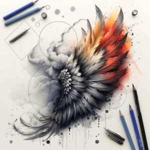 motion-wings-tattoo – tattoo design ideas free ai generated – realism-sharp-focus – for-knee – Gallery: wings-inkby-ai