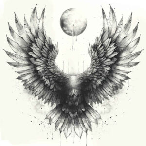 mystery-motif-wings-tattoo – tattoo design ideas free ai generated – neotraditional-layered-fill – for-hip – Gallery: wings-inkby-ai
