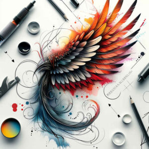mystery-motif-wings-tattoo – tattoo design ideas free ai generated – realism-micro-realism – for-stomach – Gallery: wings-inkby-ai