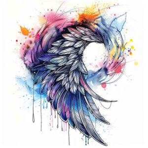 mystery-motif-wings-tattoo – tattoo design ideas free ai generated – realism-realistic-gleam – for-elbow – Gallery: wings-inkby-ai