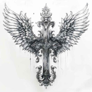 mystery-motif-wings-tattoo – tattoo design ideas free ai generated – realism-ultra-detailed – for-triceps – Gallery: wings-inkby-ai