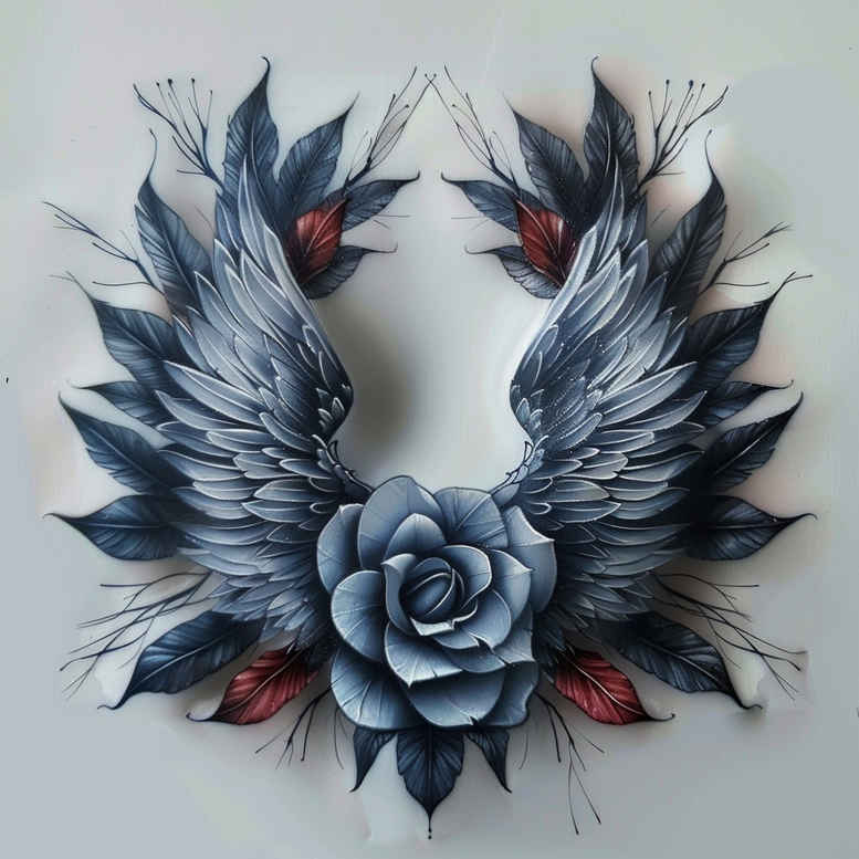 mystical-wings-tattoo – tattoo design ideas free ai generated – realism-moist-gloss – for-upper-chest – Gallery: wings-inkby-ai