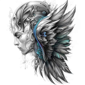 ornamental-detail-wings-tattoo – tattoo design ideas free ai generated – neotraditional-color-depth – for-lower-arm – Gallery: wings-inkby-ai