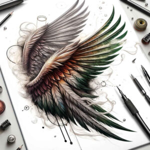 ornamental-detail-wings-tattoo – tattoo design ideas free ai generated – neotraditional-modern-classic – for-side – Gallery: wings-inkby-ai