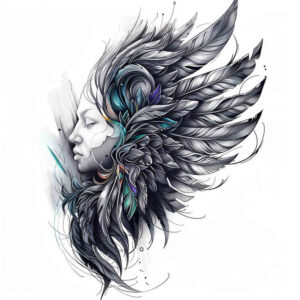 ornamental-detail-wings-tattoo – tattoo design ideas free ai generated – realism-focal-blur – for-outer-arm – Gallery: wings-inkby-ai