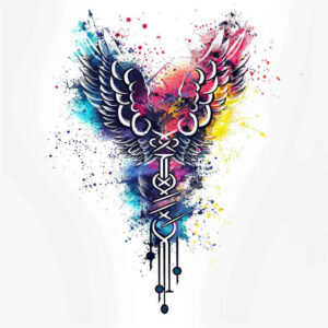 ornamental-detail-wings-tattoo – tattoo design ideas free ai generated – realism-natural-finish – for-upper-chest – Gallery: wings-inkby-ai