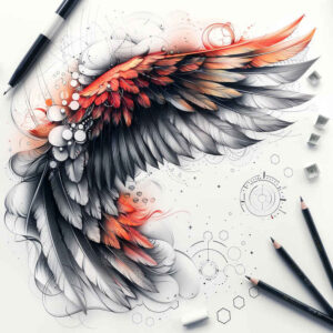 ornamental-detail-wings-tattoo – tattoo design ideas free ai generated – realism-precise-gradient – for-side-torso – Gallery: wings-inkby-ai