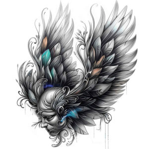 ornamental-detail-wings-tattoo – tattoo design ideas free ai generated – realism-soft-highlights – for-shoulder – Gallery: wings-inkby-ai