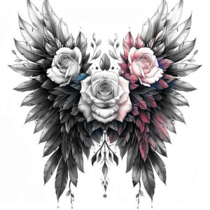 ornamental-wings-tattoo – tattoo design ideas free ai generated – realism-optical-illusion – for-upper-back – Gallery: wings-inkby-ai