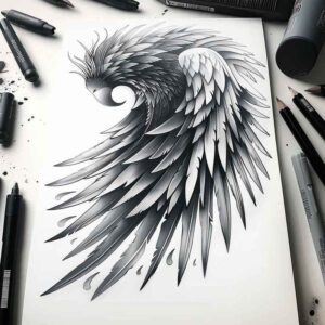 ornamental-wings-tattoo – tattoo design ideas free ai generated – surrealism-hallucinogenic – for-forearm – Gallery: wings-inkby-ai