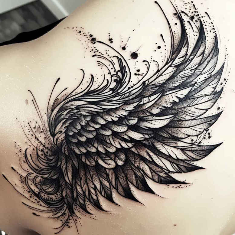 ornamental-wings-tattoo – tattoo design ideas free ai generated – surrealism-phantasmagoria – for-palm – Gallery: wings-inkby-ai