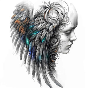 peace-motif-wings-tattoo – tattoo design ideas free ai generated – neotraditional-layered-fill – for-spine – Gallery: wings-inkby-ai