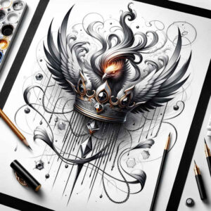 peace-motif-wings-tattoo – tattoo design ideas free ai generated – realism-contour-shading – for-hip – Gallery: wings-inkby-ai