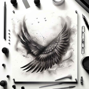 peace-motif-wings-tattoo – tattoo design ideas free ai generated – realism-tonal-depth – for-wrist – Gallery: wings-inkby-ai
