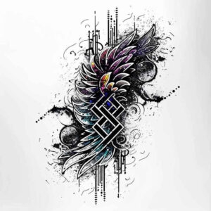 peace-motif-wings-tattoo – tattoo design ideas free ai generated – surrealism-psychedelic – for-knee – Gallery: wings-inkby-ai
