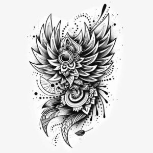 peace-motif-wings-tattoo – tattoo design ideas free ai generated – surrealism-surreal-lighting – for-sternum – Gallery: wings-inkby-ai