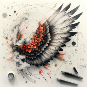 plant-ornament-wings-tattoo – tattoo design ideas free ai generated – neotraditional-balanced-tones – for-fingers – Gallery: wings-inkby-ai