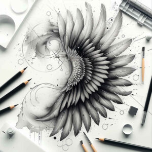 plant-ornament-wings-tattoo – tattoo design ideas free ai generated – neotraditional-contoured-forms – for-forearm – Gallery: wings-inkby-ai