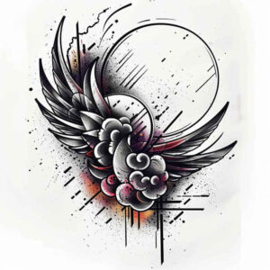 plant-ornament-wings-tattoo – tattoo design ideas free ai generated – neotraditional-fine-detail – for-biceps – Gallery: wings-inkby-ai