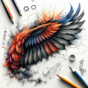 plant-ornament-wings-tattoo – tattoo design ideas free ai generated – realism-visual-accuracy – for-arm – Gallery: wings-inkby-ai
