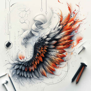 protection-motif-wings-tattoo – tattoo design ideas free ai generated – neotraditional-detailed-textures – for-ankle – Gallery: wings-inkby-ai