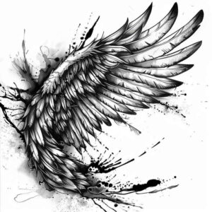 protection-motif-wings-tattoo – tattoo design ideas free ai generated – realism-seamless-blend – for-back-of-neck – Gallery: wings-inkby-ai