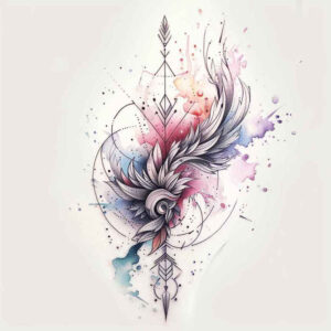 protection-motif-wings-tattoo – tattoo design ideas free ai generated – surrealism-chromatic-flux – for-stomach – Gallery: wings-inkby-ai