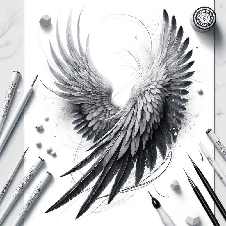 protection-symbol-wings-tattoo – tattoo design ideas free ai generated – neotraditional-layered-fill – for-fingers – Gallery: wings-inkby-ai
